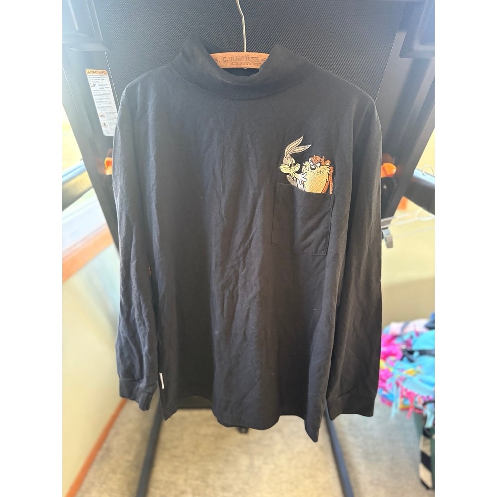 Vintage Looney Tunes Shirt Mens Med Bugs Bunny Taz Turtleneck Pullover 90s